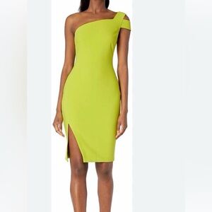 Likely One-Shoulder Lime Midi Dress